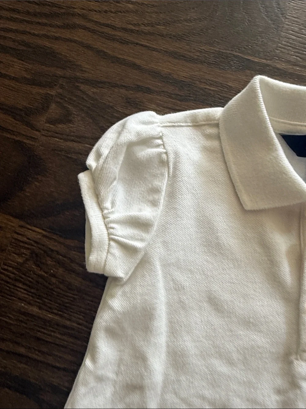 Ralph Lauren White Girls Polo Dress with Ruffle Hem